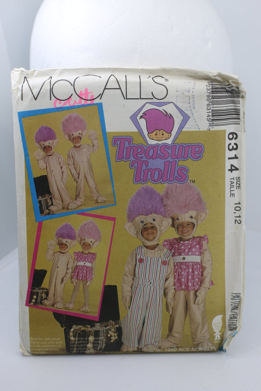 McCalls Sewing Pattern 6314 Halloween Trolls Costumes Size 7-8 CUT Year 1992