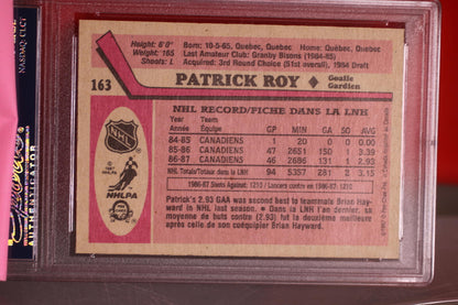 1987 O-Pee-Chee Patrick Roy Hockey Card #163 PSA 8.5 NM-MT+