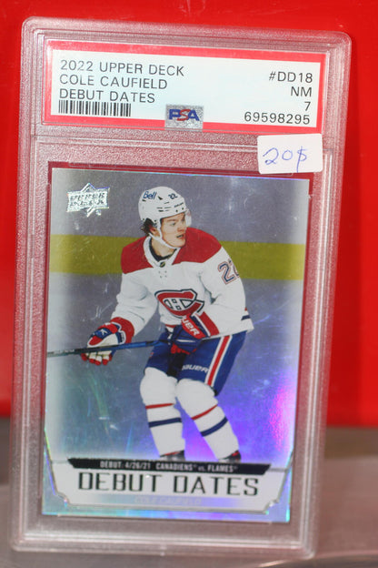 2022 Upper Deck Cole Caufield Debut Dates Hockey Card PSA 7 NM #DD18