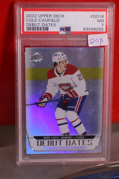 2022 Upper Deck Cole Caufield Debut Dates Hockey Card PSA 7 NM #DD18