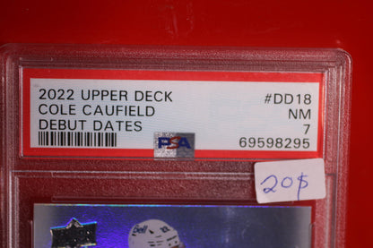 2022 Upper Deck Cole Caufield Debut Dates Hockey Card PSA 7 NM #DD18