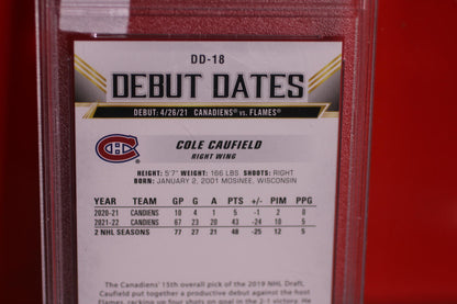 2022 Upper Deck Cole Caufield Debut Dates Hockey Card PSA 7 NM #DD18