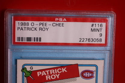 1988 O-Pee-Chee Patrick Roy Hockey Card #116 PSA Mint 9