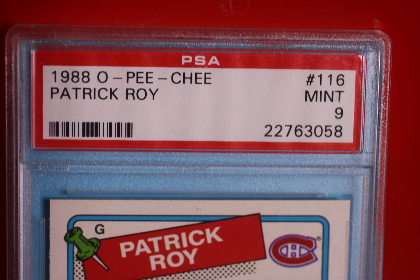 1988 O-Pee-Chee Patrick Roy Hockey Card #116 PSA Mint 9