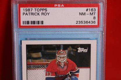 1987 Topps Patrick Roy Hockey Goaler Card #163 PSA 8 NM-MT Graded rare