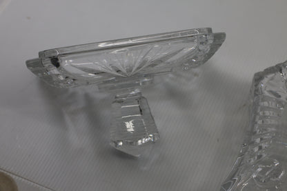 Vintage Pressed Glass Trinket Box on Feet with Lid Starburst Design