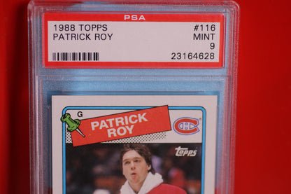 1988 Topps Goaler player Patrick Roy Hockey Card #116 PSA Mint 9