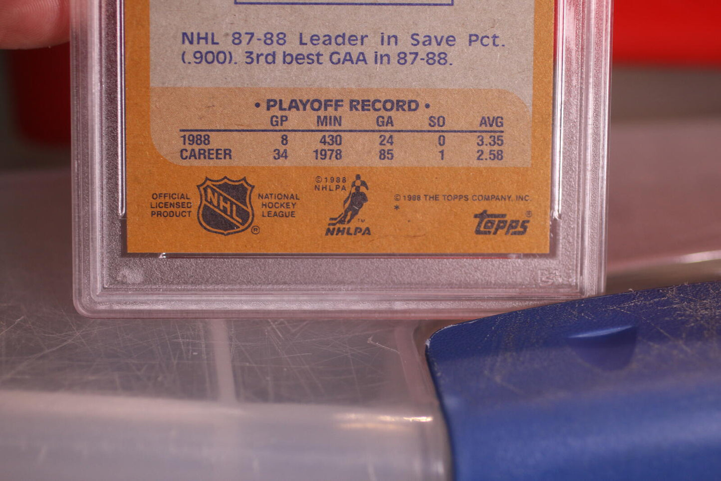 1988 Topps Goaler player Patrick Roy Hockey Card #116 PSA Mint 9