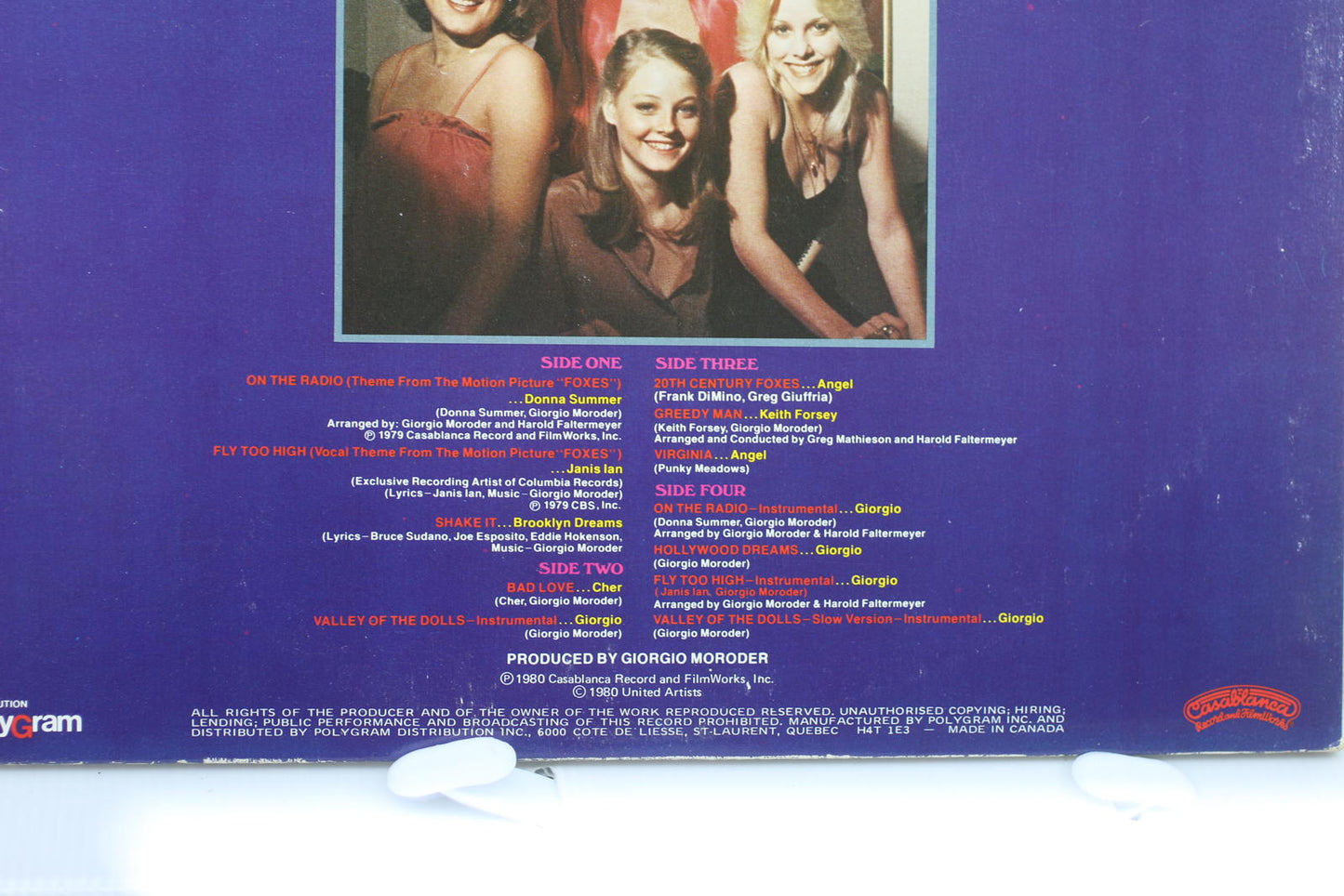 Foxes Original Soundtrack Vinyl Record Giorgio Moroder