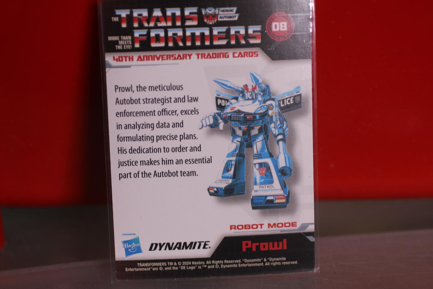 Transformers 40th Anniversary Trading Card - Prowl Robot Mode 2024 dYNAMITE