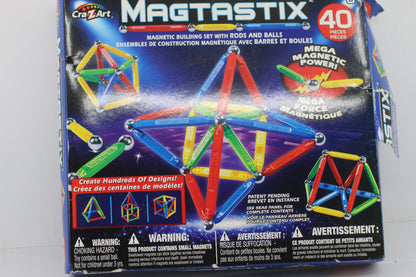 MAGTASTIX 40 Piece Magetic Building Set Rods Balls Cra-Z-Art Used Complete