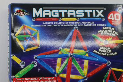 MAGTASTIX 40 Piece Magetic Building Set Rods Balls Cra-Z-Art Used Complete