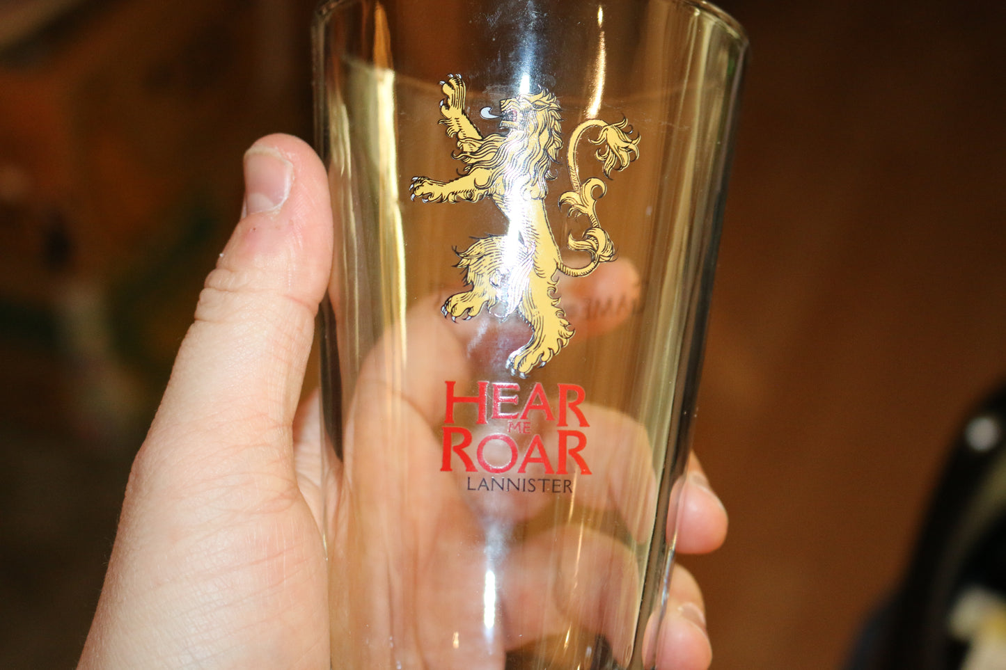 hear roar drinking glass game of thrones lannister