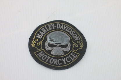 Vintage Harley-Davidson Motorcycle Skull Patch – Embroidered Biker Patch – Faded / Used