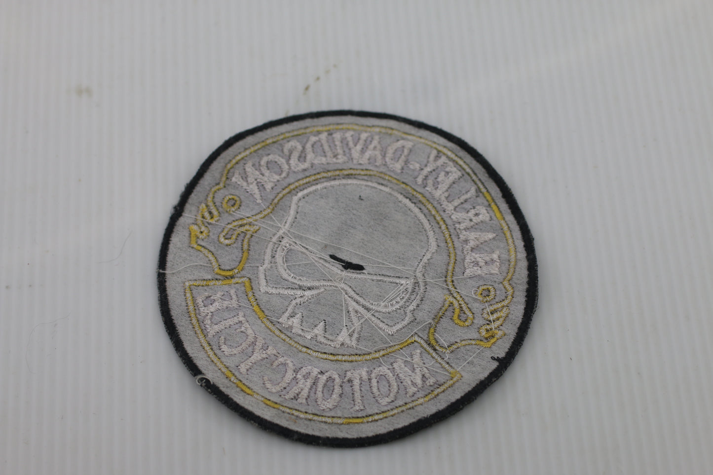 Vintage Harley-Davidson Motorcycle Skull Patch – Embroidered Biker Patch – Faded / Used