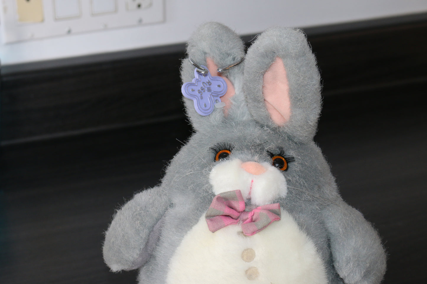 Vintage Rabbit Plush Russ Bumby Gray Easter Bunny Stuffed Animal