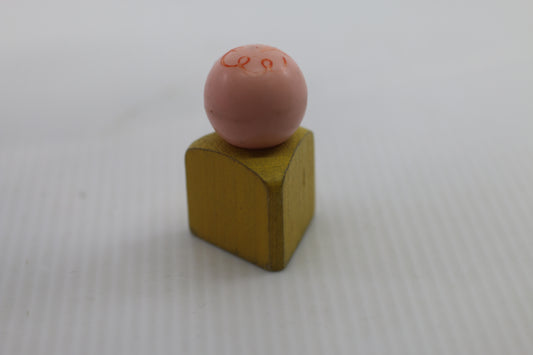 Vtg Fisher Price Little People Triangle Wood Happy woman