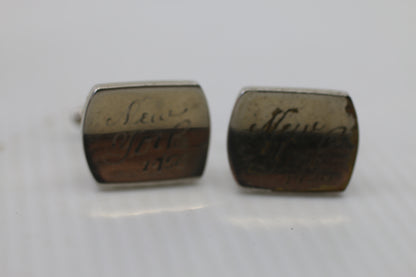 Vintage “New York 1956” Engraved Silver-Tone Cufflinks – Mid-Century Souvenir