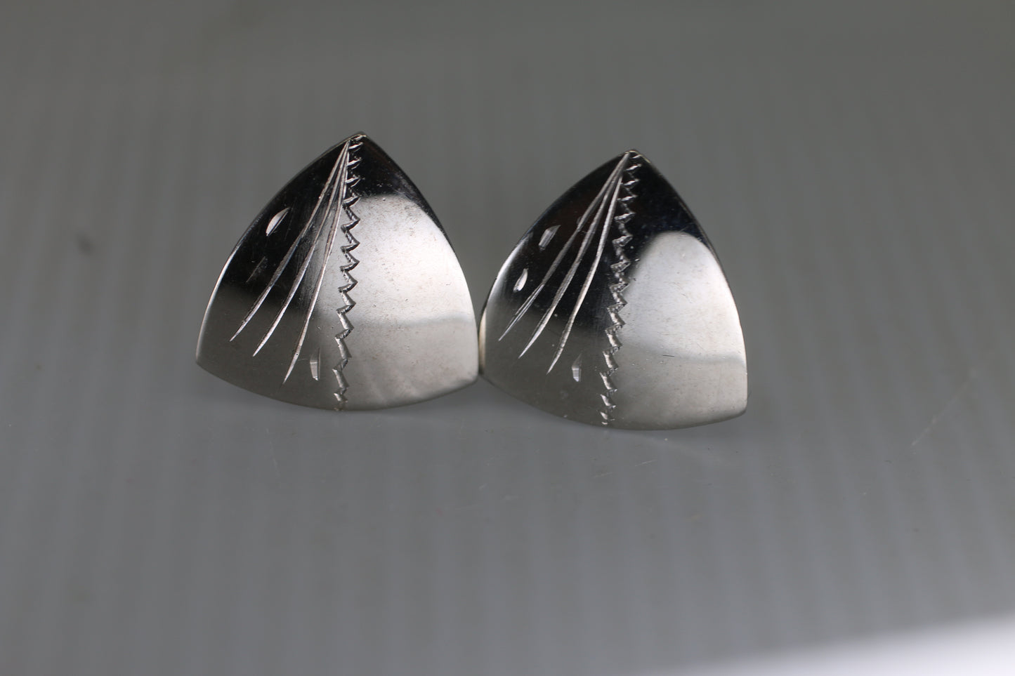 Vintage Silver-Tone Sculpted Cufflinks Mid-Century Modern Abstract Design