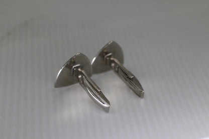Vintage Silver-Tone Sculpted Cufflinks Mid-Century Modern Abstract Design