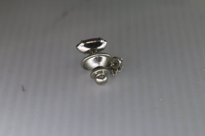 Vintage Silver-Tone Tie Tack with Purple Faceted Stone & Safety Chain