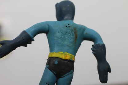 Vintage Batman Rubber Figure Blue Suit – DC Comics – Made in China