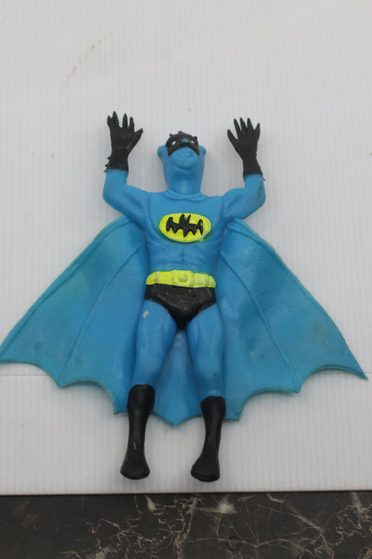 Vintage Batman Hanging Figure Blue Cape Rubber Toy – DC Comics – Made in China – 1970s–1980s