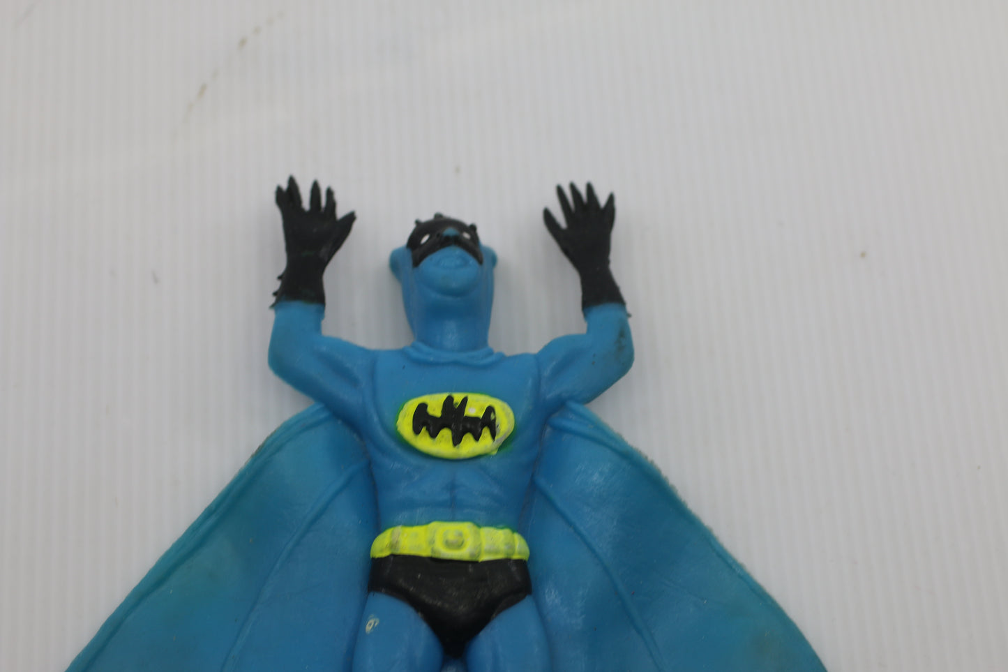 Vintage Batman Hanging Figure Blue Cape Rubber Toy – DC Comics – Made in China – 1970s–1980s