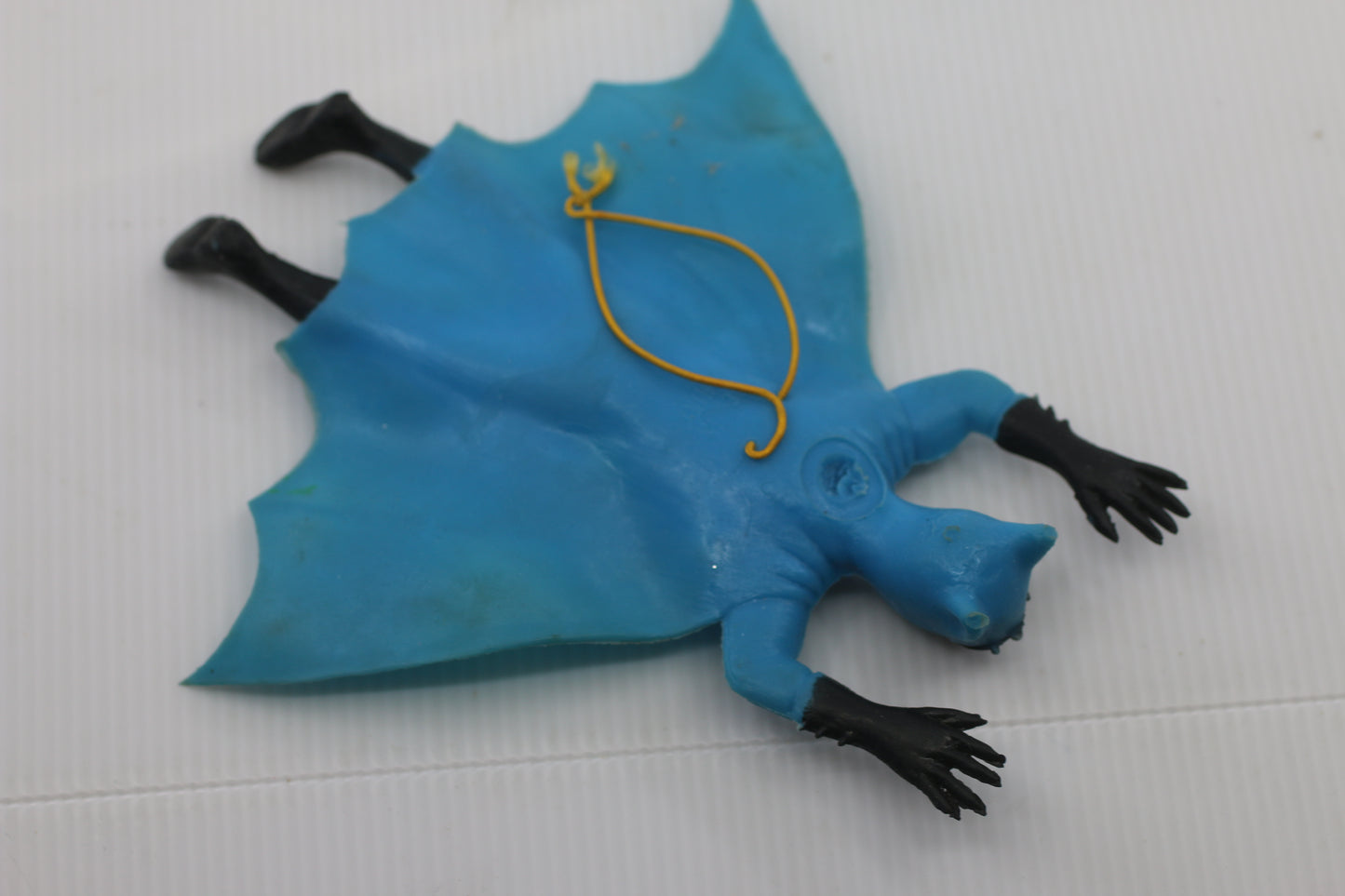 Vintage Batman Hanging Figure Blue Cape Rubber Toy – DC Comics – Made in China – 1970s–1980s