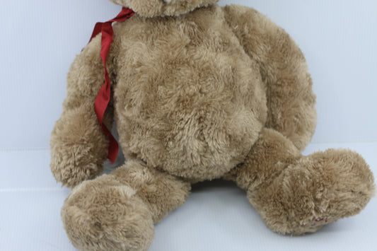 Vintage Maxwell the Bear Plush Teddy Bear Brown with Red Ribbon – Soft Stuffed Animal
