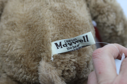 Vintage Maxwell the Bear Plush Teddy Bear Brown with Red Ribbon – Soft Stuffed Animal