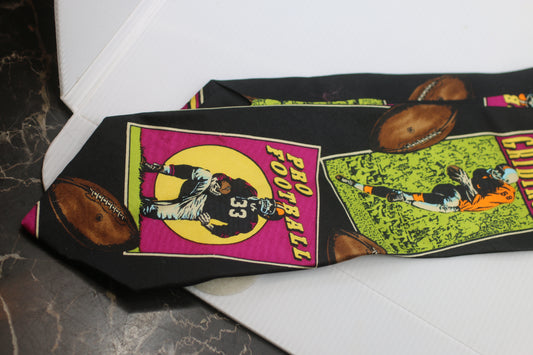 100% Silk Football Tie Handmade Vibrant Colors Mens Tie Game Day Gear NICE
