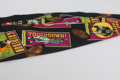 100% Silk Football Tie Handmade Vibrant Colors Mens Tie Game Day Gear NICE