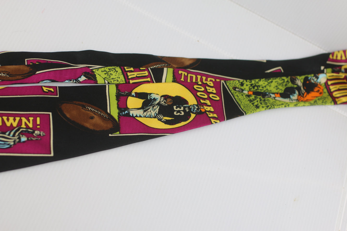 100% Silk Football Tie Handmade Vibrant Colors Mens Tie Game Day Gear NICE