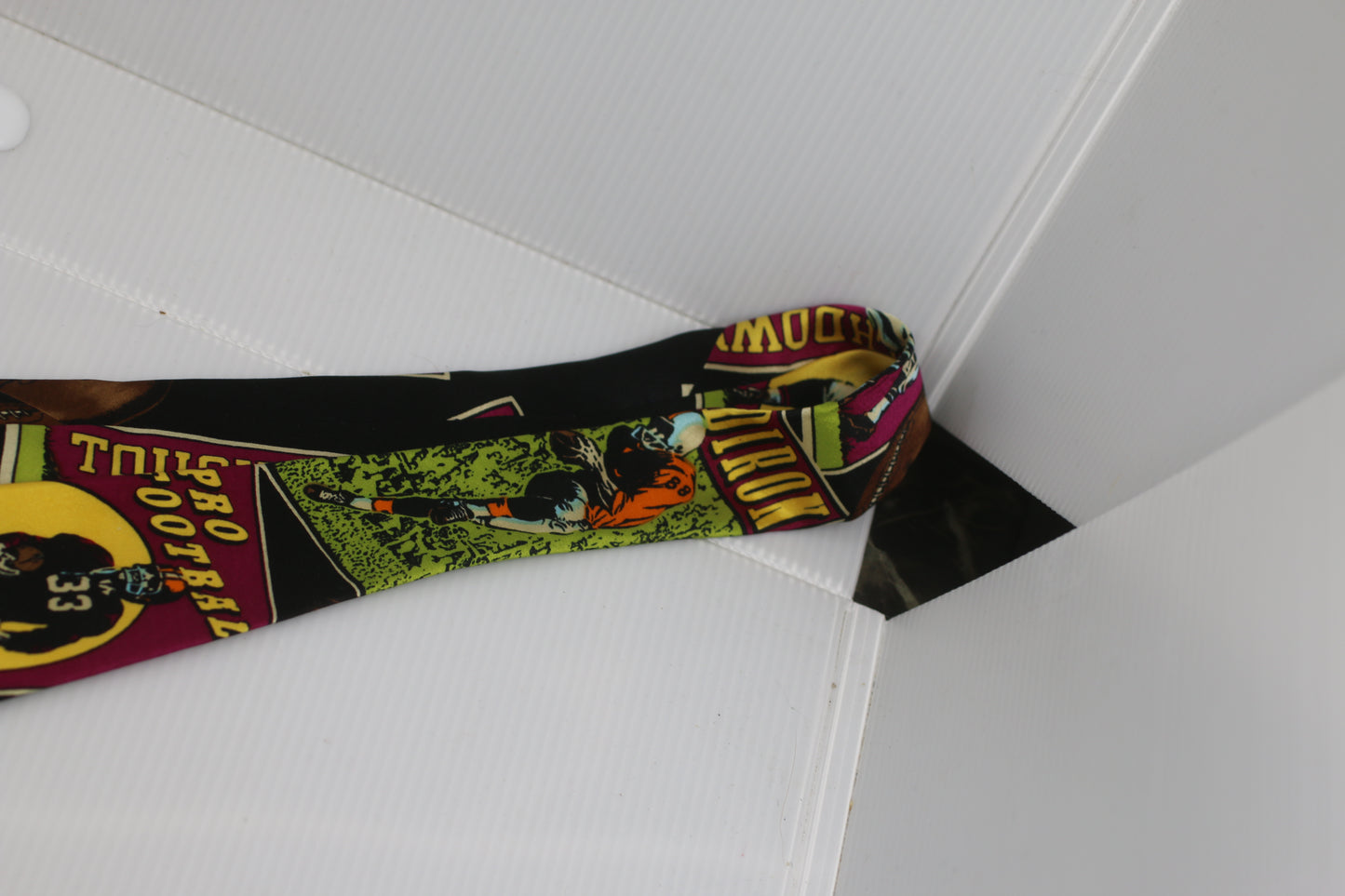 100% Silk Football Tie Handmade Vibrant Colors Mens Tie Game Day Gear NICE