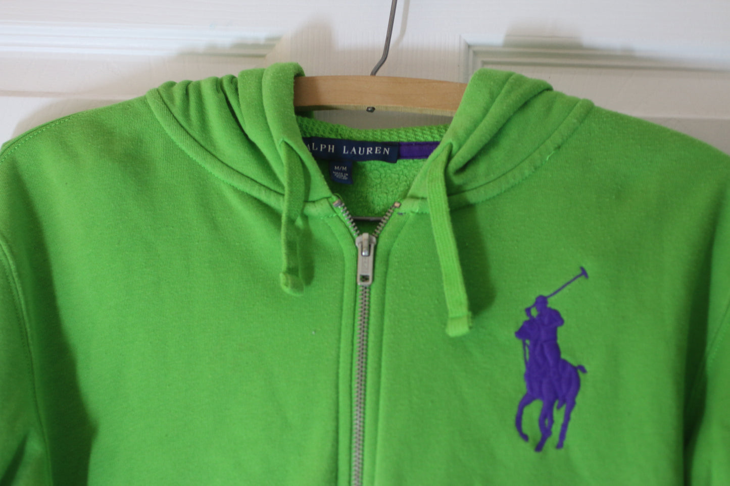 Ralph Lauren Polo Full Zip Hoodie Green Purple Pony – Men’s Medium