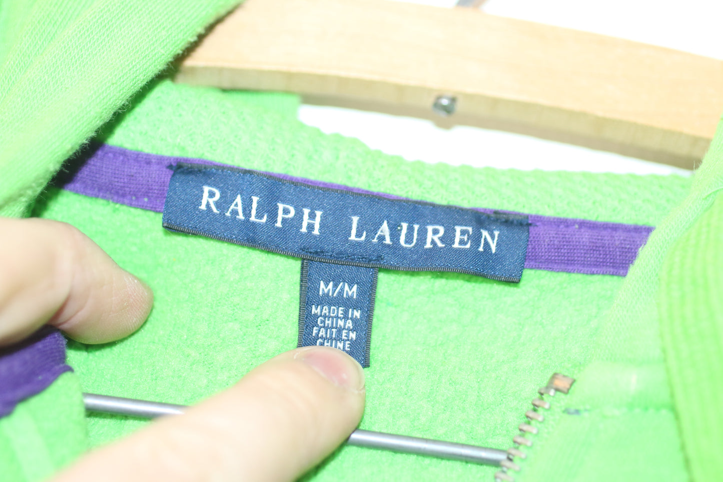 Ralph Lauren Polo Full Zip Hoodie Green Purple Pony – Men’s Medium