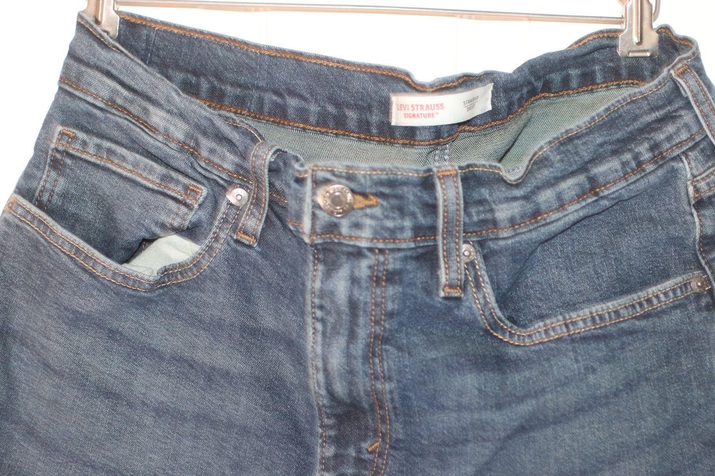 Levi Strauss Signature Straight Leg Jeans Dark Blue Denim W34 L34