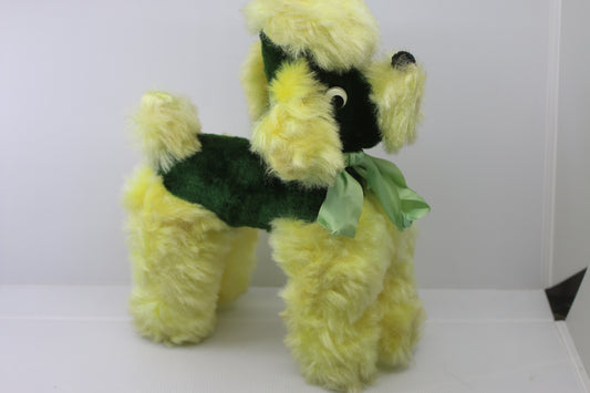 Vintage 1960s Plush Poodle Dog Toy Green Yellow Best Made Toys Canada