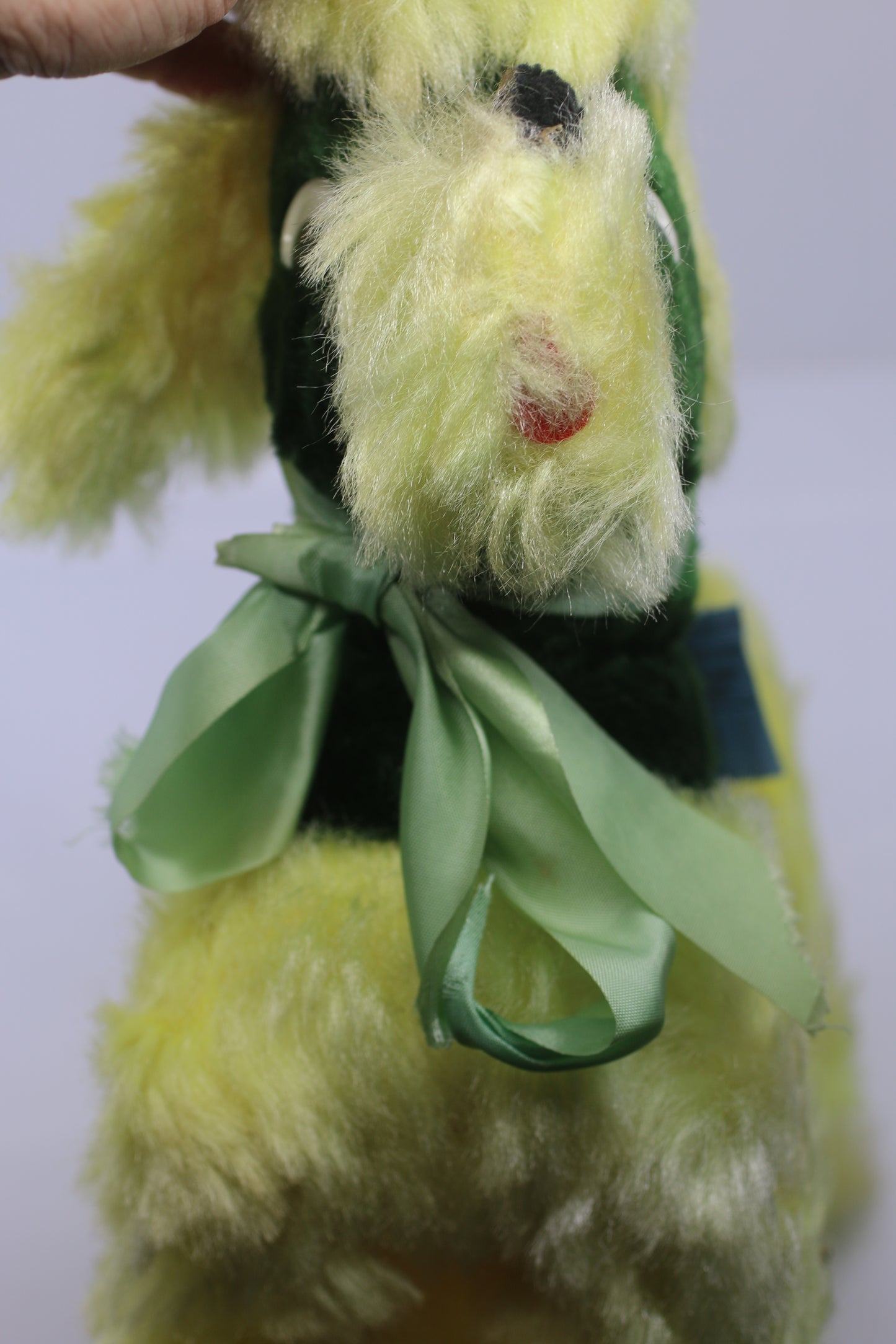 Vintage 1960s Plush Poodle Dog Toy Green Yellow Best Made Toys Canada