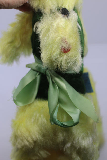Vintage 1960s Plush Poodle Dog Toy Green Yellow Best Made Toys Canada