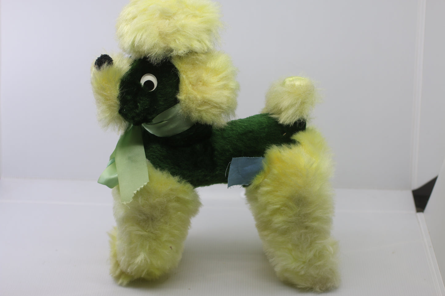 Vintage 1960s Plush Poodle Dog Toy Green Yellow Best Made Toys Canada