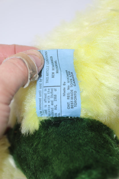 Vintage 1960s Plush Poodle Dog Toy Green Yellow Best Made Toys Canada