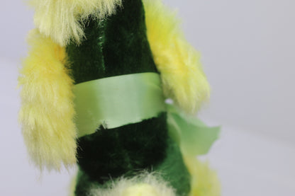 Vintage 1960s Plush Poodle Dog Toy Green Yellow Best Made Toys Canada