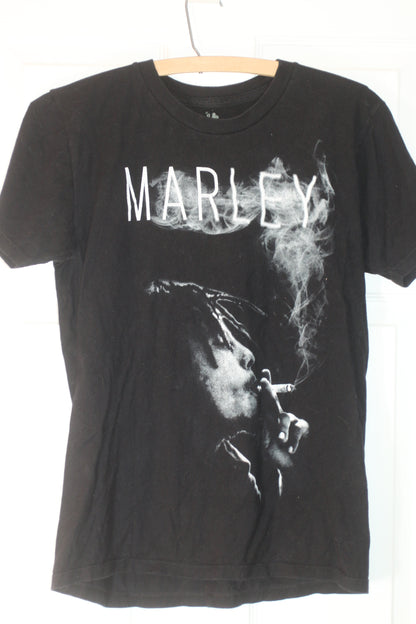Bob Marley Zion Rootswear T-Shirt Black Smoking Print Reggae Mens Size S