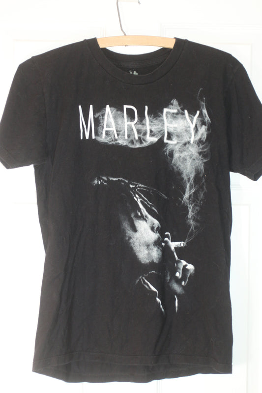 Bob Marley Zion Rootswear T-Shirt Black Smoking Print Reggae Mens Size S