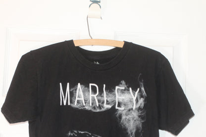 Bob Marley Zion Rootswear T-Shirt Black Smoking Print Reggae Mens Size S