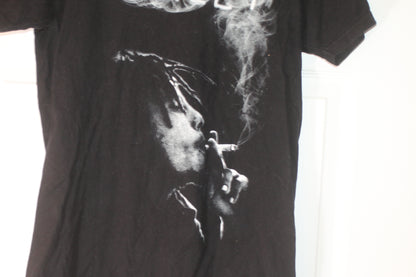 Bob Marley Zion Rootswear T-Shirt Black Smoking Print Reggae Mens Size S