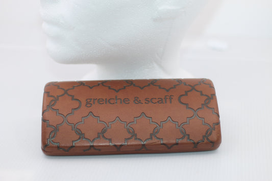 Greiche & Scaff eyeglasses case clamshell Brown leather