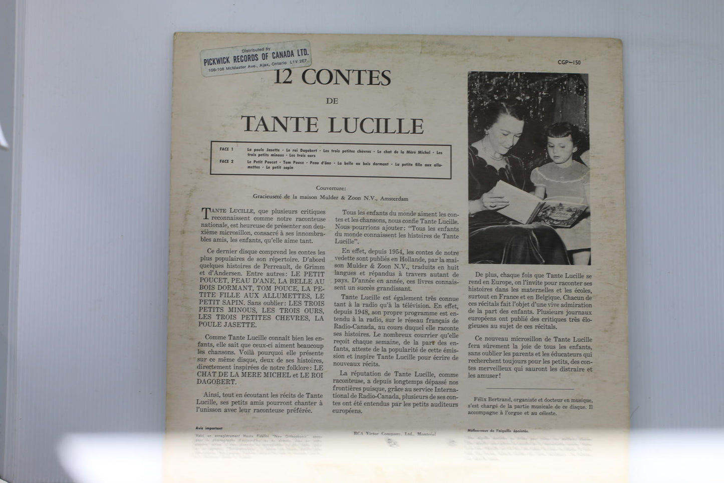 12 Contes de Tante Lucille Vinyl Record Album CGP-150